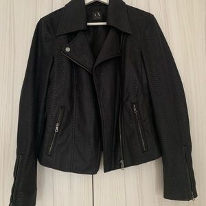 Armani Exchange Faux Snake Leather Motto Jacket